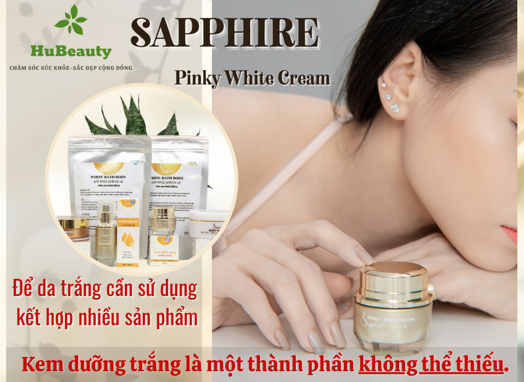 Kem dưỡng da mặt siêu kích trắng Sapphire Pinky White Cream 2