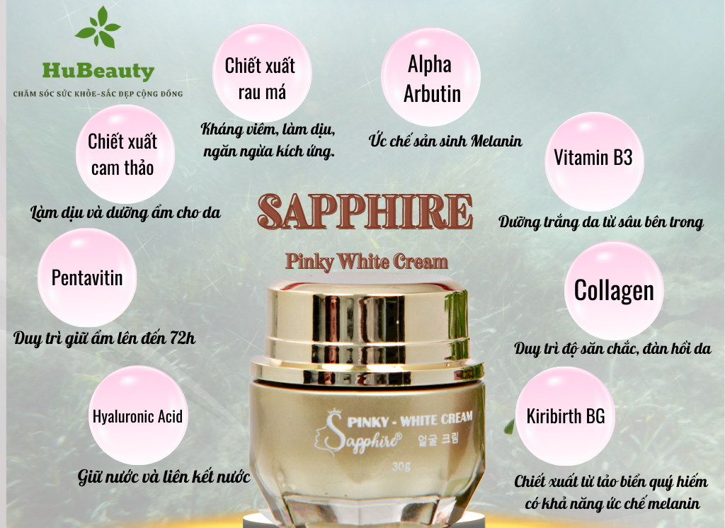 Kem dưỡng da mặt siêu kích trắng Sapphire Pinky White Cream 6