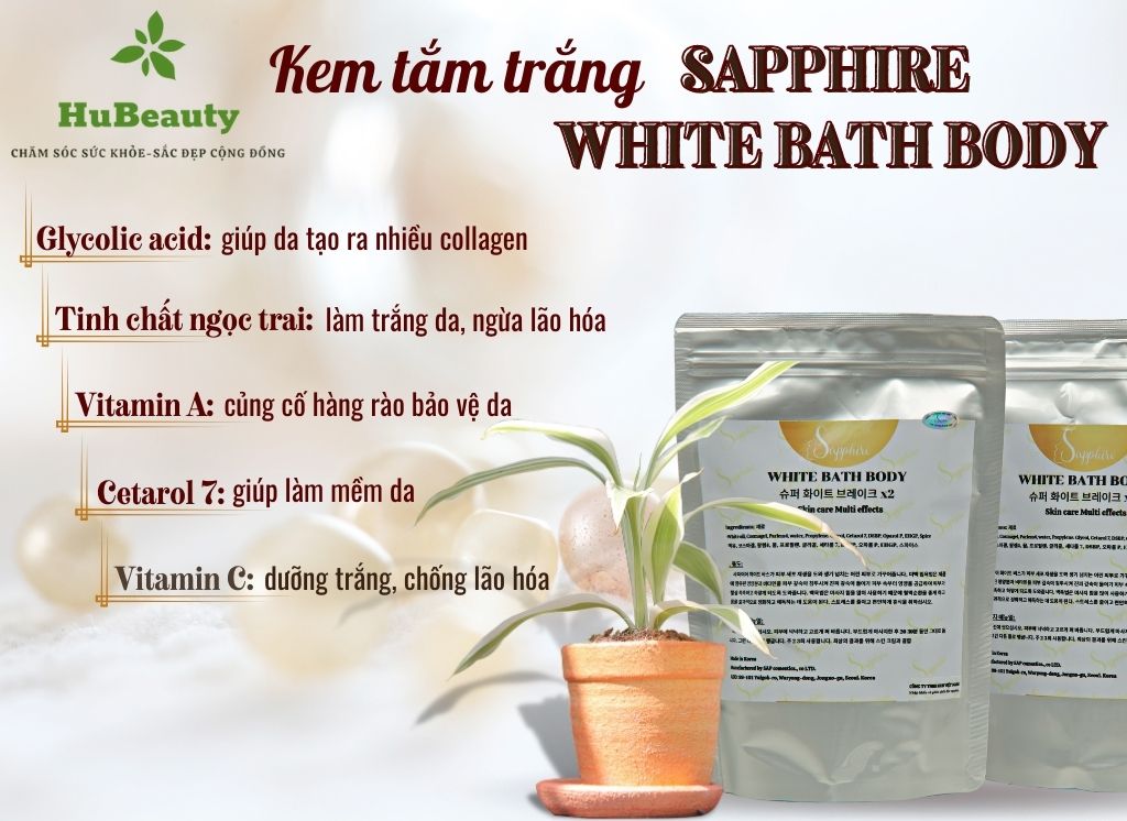 Kem tắm trắng Sapphire White Bath Body 4