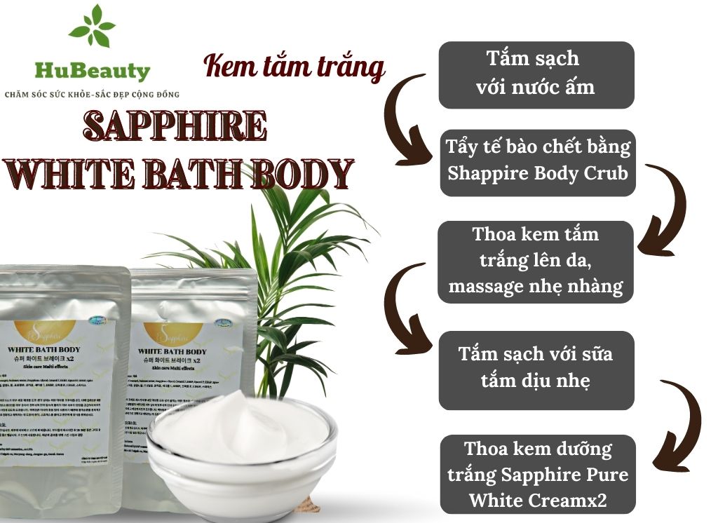 Kem tắm trắng Sapphire White Bath Body 5