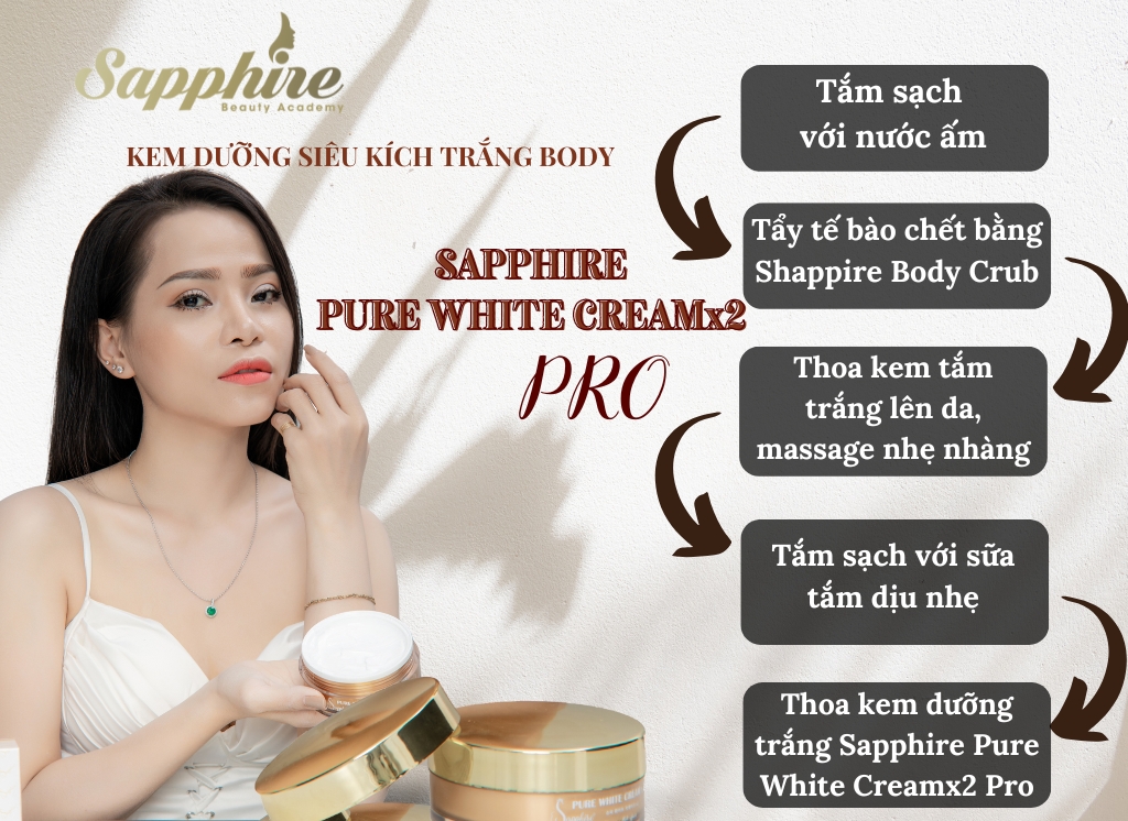 Kem dưỡng siêu kích trắng body Sapphire Pure White Creamx2 Pro 7