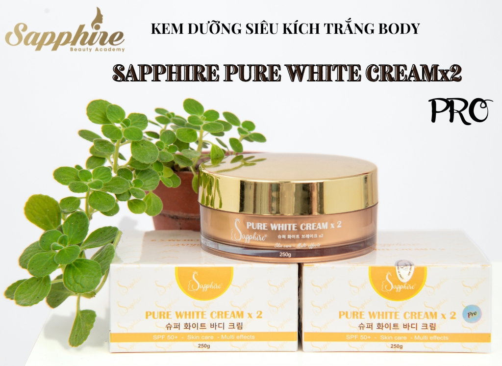 Kem dưỡng siêu kích trắng body Sapphire Pure White Creamx2 Pro 9