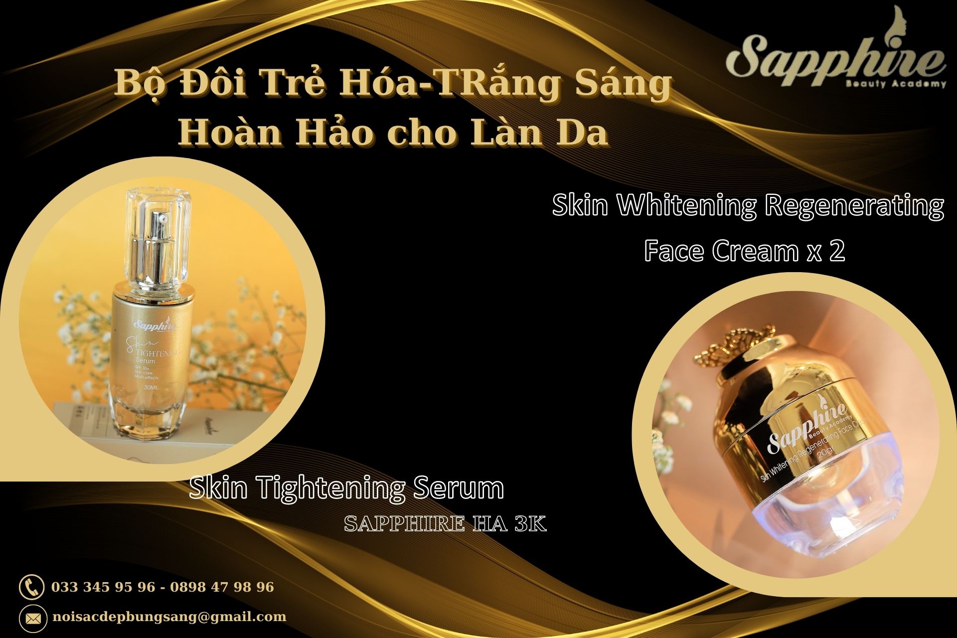 Kem Dưỡng Da Siêu Kích Trắng Sapphire Skin Whitening Regenerating Face Cream x 2 2