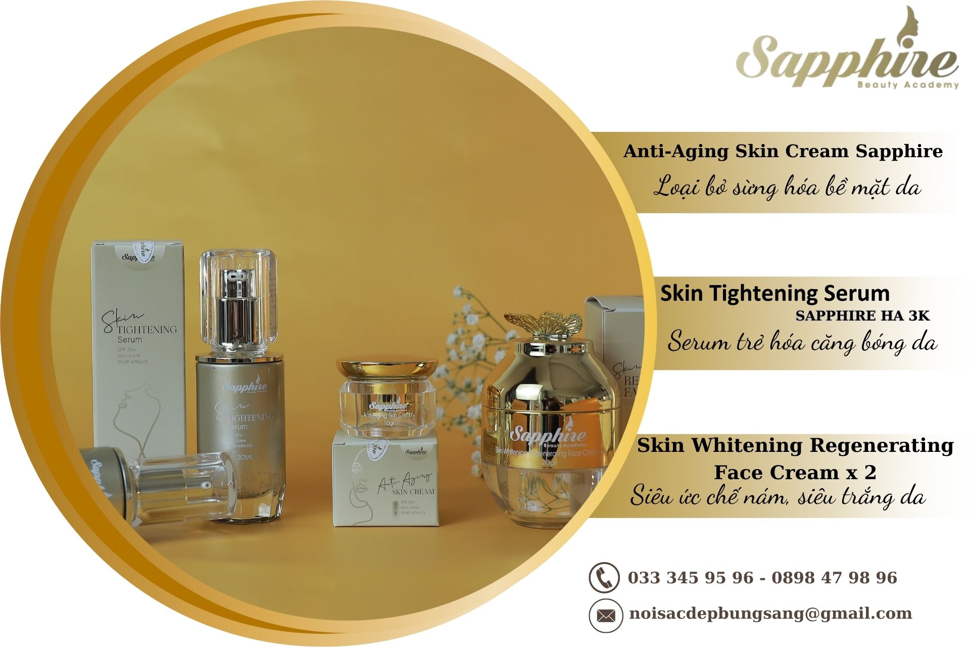 Kem Dưỡng Da Siêu Kích Trắng Sapphire Skin Whitening Regenerating Face Cream x 2 5