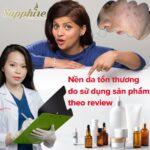 nhiễm. 5. Tác động đến sức khỏe tổng thể: • Hấp thụ các chất độc hại: Một số thành phần trong dược mỹ phẩm có thể bị hấp thụ vào cơ thể qua da, gây ảnh hưởng đến các cơ quan nội tạng. • Rối loạn nội tiết: Các hoạt chất mạnh có thể gây rối loạn nội tiết tố, ảnh hưởng đến sức khỏe sinh sản. Điều trị nền da tổn thương do sử dụng sản phẩm theo review taị Sapphire Beauty Academy